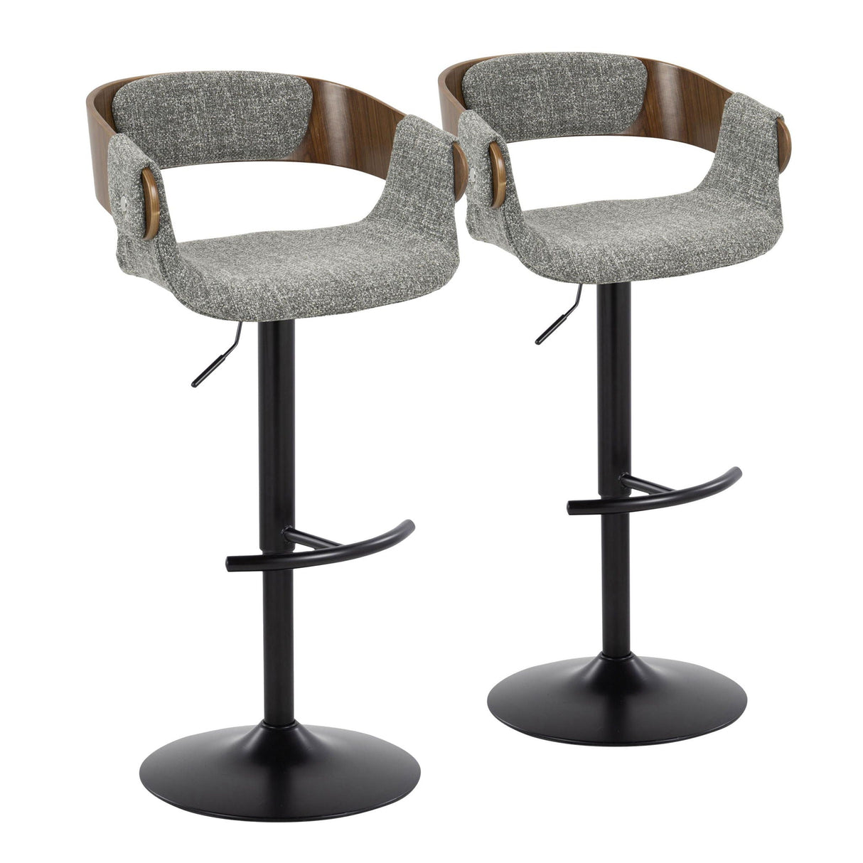 Elisa - Mid Century Modern Adjustable Barstool With Swivel & Rounded T Footrest (Set of 2) by Couch.com