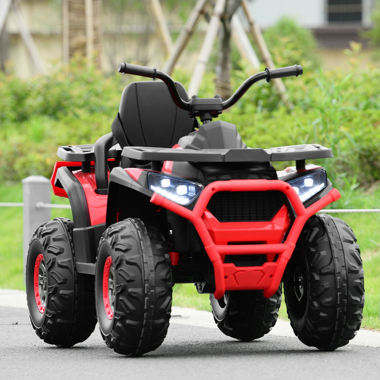 12 V Kids Electric 4-Wheeler ATV Quad with MP3 and LED Lights-Black