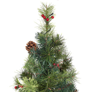 LED Christmas Tree with Red Berries Pine Cones-4 Feet