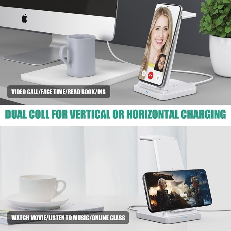 3-in-1 Fast Wireless Charging Stand for Phones, Apple Watch & AirPods by Infinite Basics