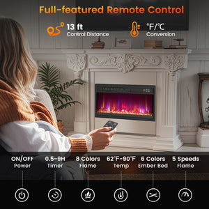 18/23/26 Inch 1500W Electric Fireplace Insert with Remote Control-23 inches