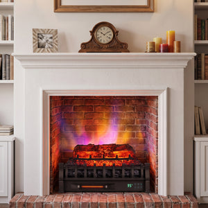 23" WiFi Fireplace Insert Pinewood Set with App and Remote-Black