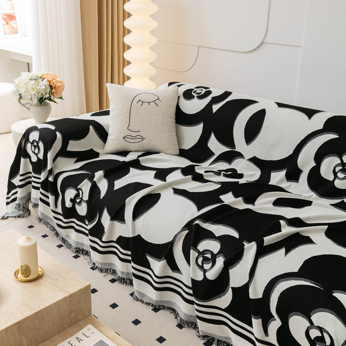 Chenille Sofa Cover Blanket, Couch Cover Blanket Throws for Couches Living Room Furniture Throw Covers