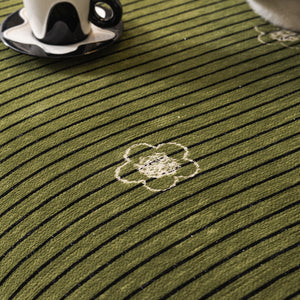 Chenille Camellia Floral Sofa Throw Cover Couch Blanket with Striped Jacquard