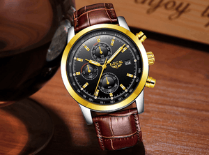 Men's  Waterproof Watch With Chronometers Date Display And Fluorescent Pointers Excellent Look Perfect Gift
