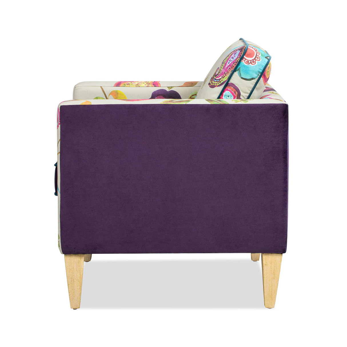 Mamba - Patchwork Accent Chair - Teal Blue Purple / Multicolored Floral by Couch.com