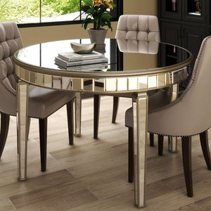Round Glass Dining Table With Mirror Top - Silver by Couch.com
