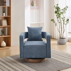 Swivel Accent Open Back Barrel Chair With Weathered Base by Couch.com