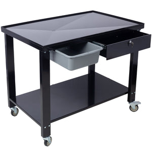 Transmission Teardown Work Station 1 / 2 Ton Capacity Sloping Drain Table Locking Drawer Removable Drain Basin Full-Width Lower Shelf Four 4" Caster Wheels by Couch.com