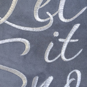 Let It Snow Embroidered Cotton Throw Pillow – 20x20 Gray Winter Accent Cushion