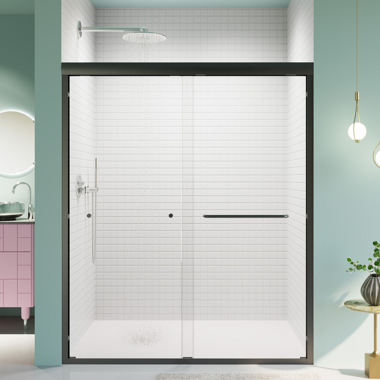 Semi-Frameless Double Sliding Shower Door, Bypass Shower Door, 1 / 4" (6Mm) Thick SGCC Tempered Glass Door by Couch.com