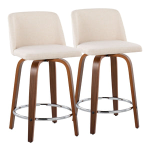 Toriano - Mid Century Modern Fixed Height Counter Stool With Swivel With Round Footrest (Set of 2) by Couch.com
