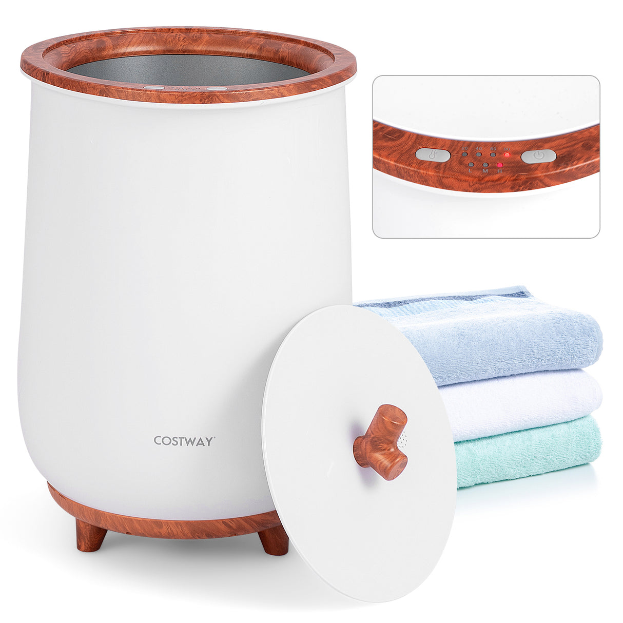 23L Large Luxury Bucket-Style Towel Warmer with Fragrant Disc Holder-Coffee