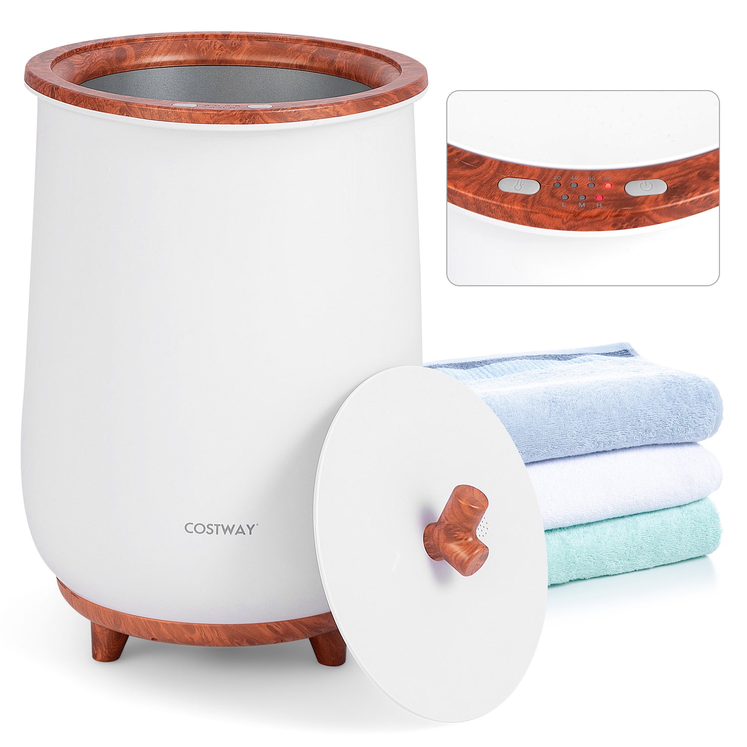 23L Large Luxury Bucket-Style Towel Warmer with Fragrant Disc Holder-Coffee