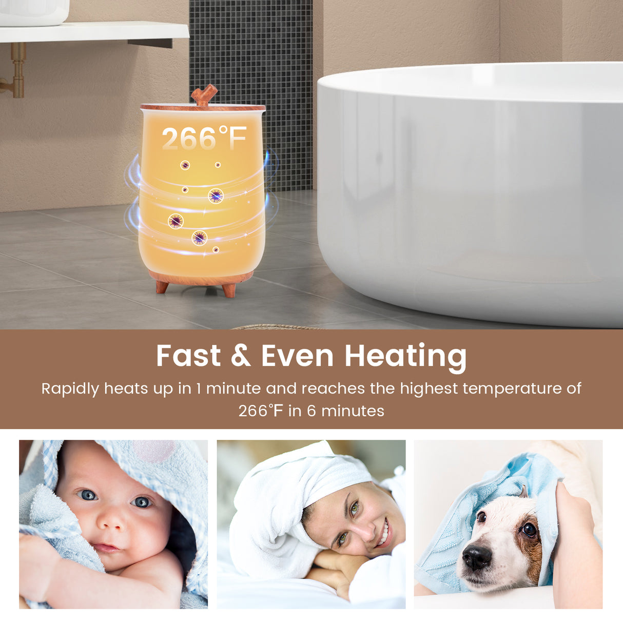 23L Large Luxury Bucket-Style Towel Warmer with Fragrant Disc Holder-Coffee