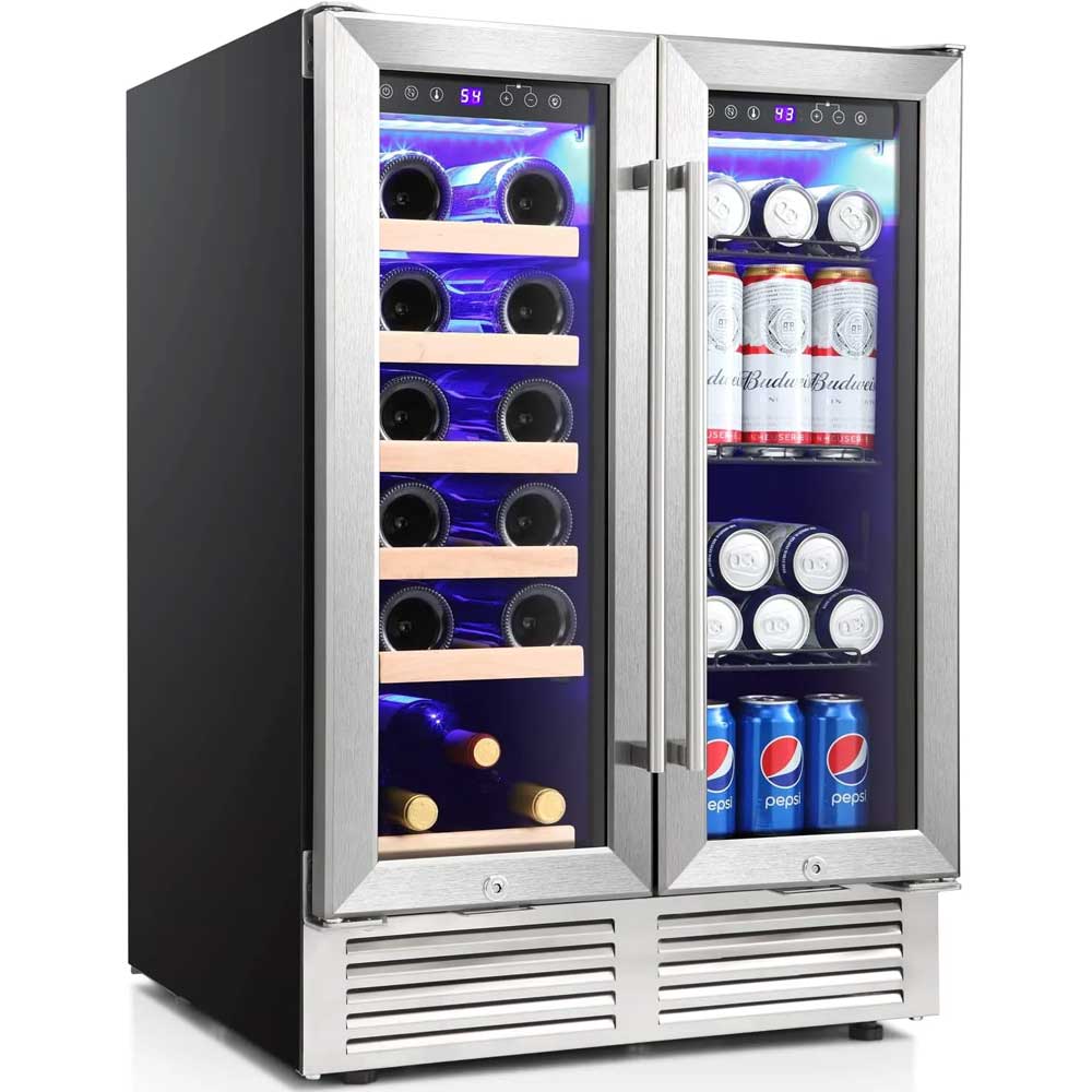 24 Inch Dual Zone Wine Fridges Cooler Beverage Refrigerator W51115