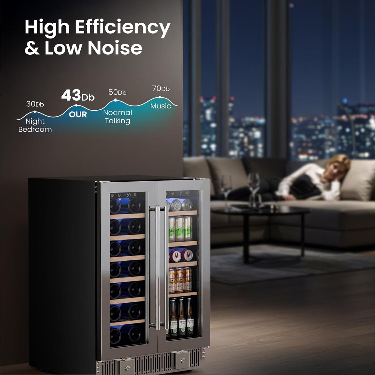 24 Inch Dual Zone Wine Fridges Cooler Beverage Refrigerator W51115