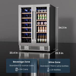 24 Inch Dual Zone Wine Fridges Cooler Beverage Refrigerator W51115