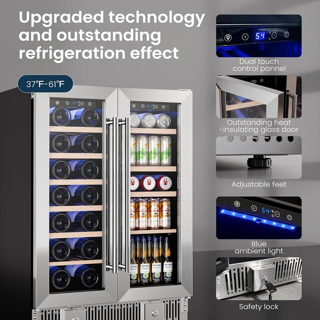 24 Inch Dual Zone Wine Fridges Cooler Beverage Refrigerator W51115