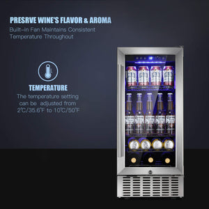 24 Inch Metal Shelves Built-in Wine Fridges Cooler Beverage Refrigerator