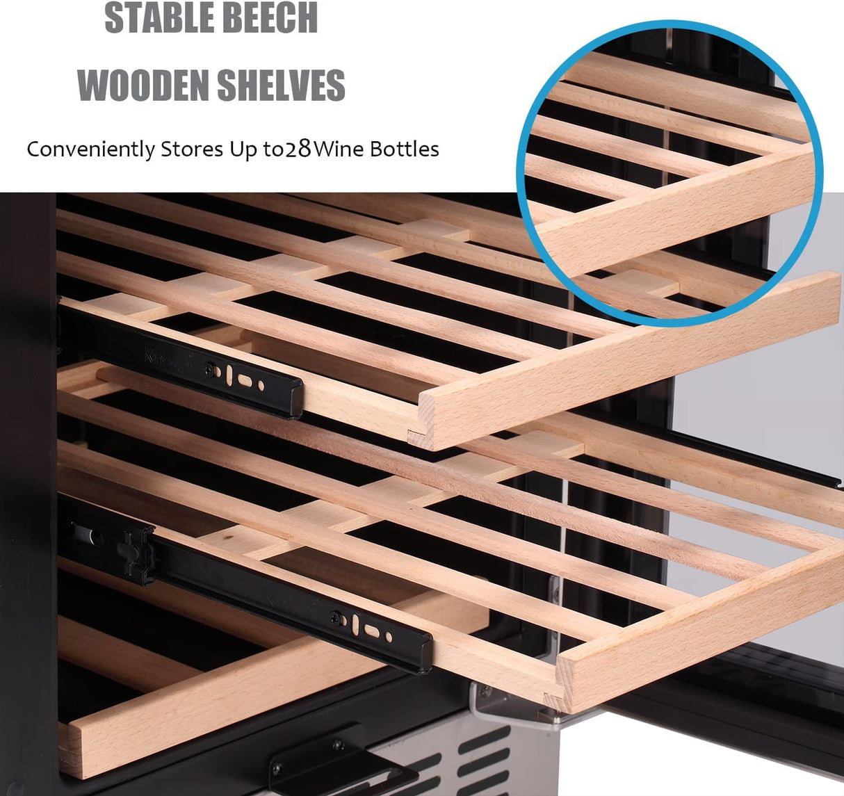 24 Inch Wooden Shelves Built-in Wine Fridges Cooler Beverage Refrigerator W51145B