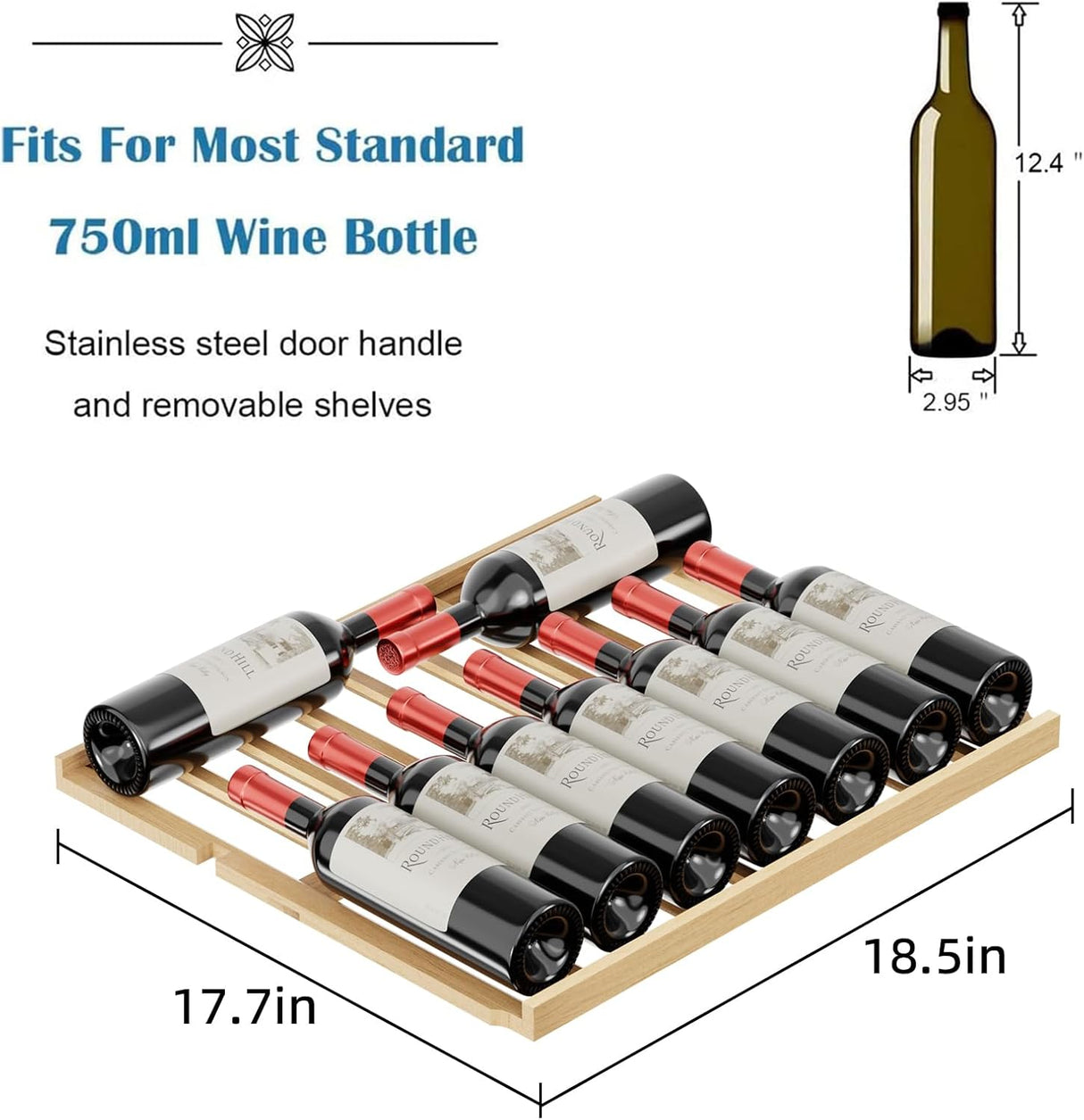 24 Inch Wooden Shelves Built-in Wine Fridges Cooler Beverage Refrigerator W51145B