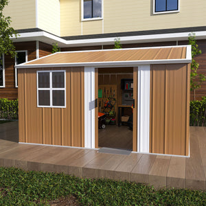 Heavy Duty Metal Storage Shed With Windows And Lockable Door, Weatherproof Outdoor Garden Shed by Couch.com