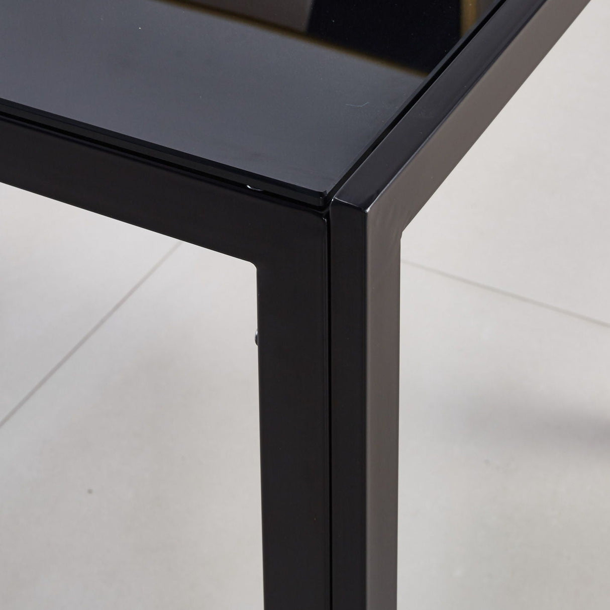 Dining Table With Metal Leg And Glass, Modern Space Saving Kitchen Table For Living Room Glass Table, Dining Table, Kitchen Table, Coffee Table - Black by Couch.com