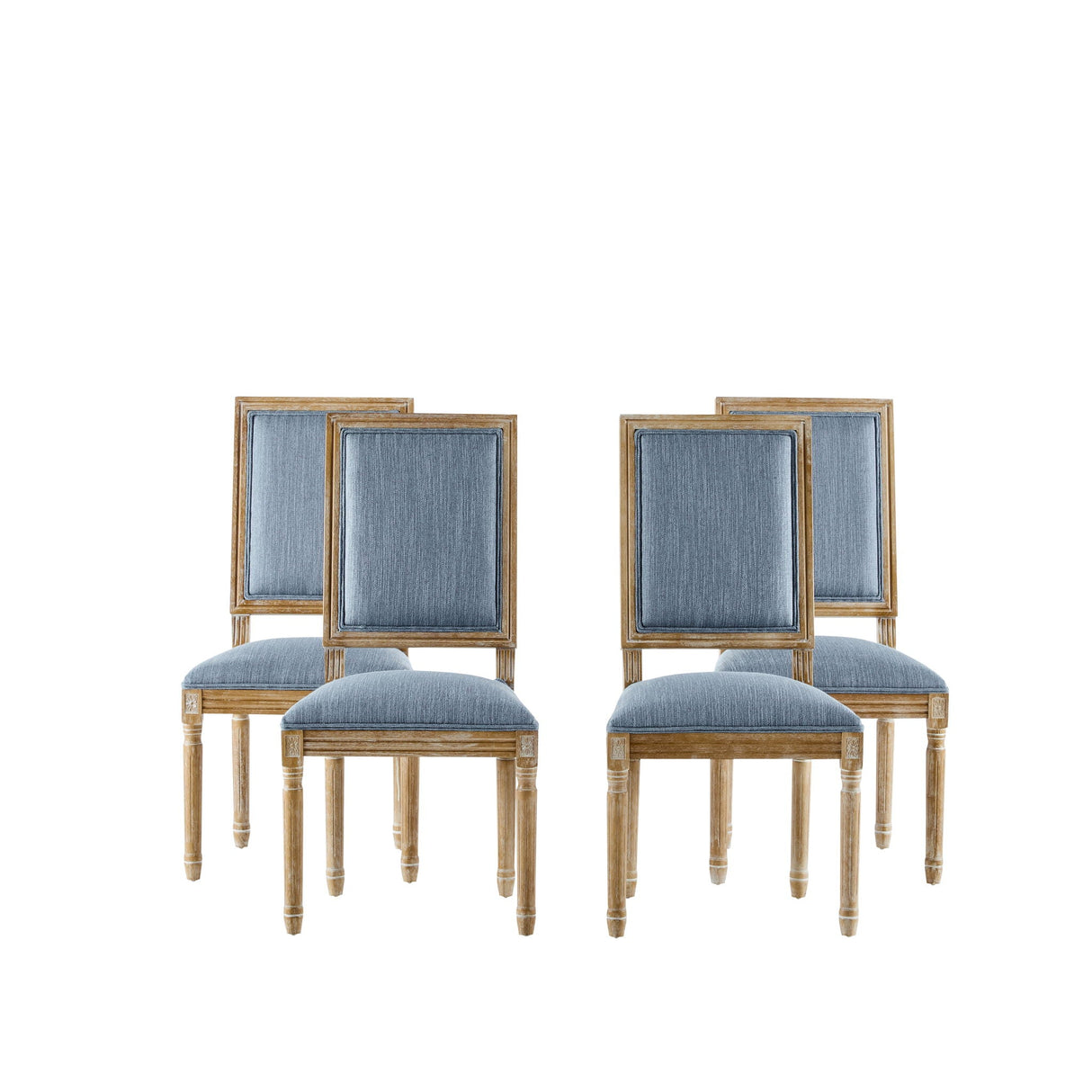 French Country Style Dining Chair with Upholstered Seating and Fluted Legs