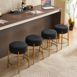 Round Bar Stools (Set of 2), Contemporary Upholstered Dining Stools For Kitchens, Coffee Shops And Bar Stores - Gold Legs by Couch.com