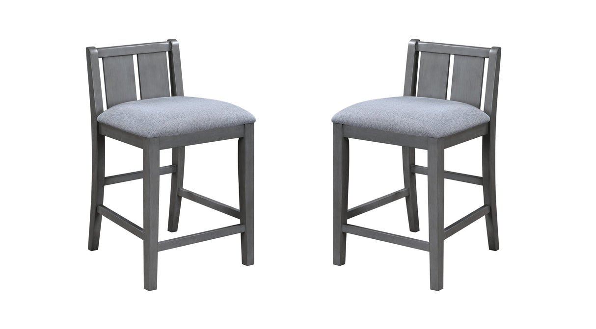 Graham 36' 3-Piece Gray Finish Small Space Counter Height Dining Table with Shelves and 2 Chairs