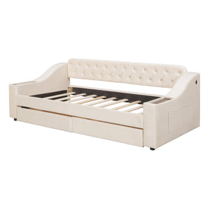 Upholstered Daybed With Storage Armrests And USB Port by Couch.com