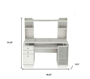 49" White Computer Desk With Three Drawers