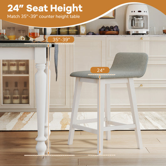 24 Inch Counter Height Bar Stools Set of 2 with Low Back-Brown