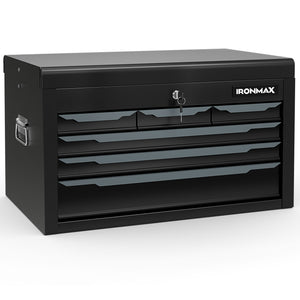 24 Inch Tool Chest Case with 6 Drawers and Top Storage for Garage Repair Shop & Warehouse-Black