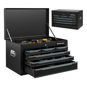 24 Inch Tool Chest Case with 6 Drawers and Top Storage for Garage Repair Shop & Warehouse-Black