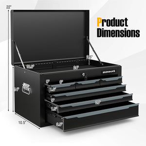 24 Inch Tool Chest Case with 6 Drawers and Top Storage for Garage Repair Shop & Warehouse-Black