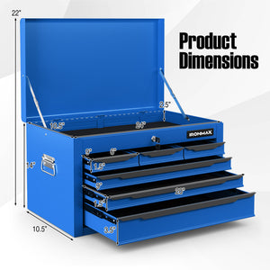 24 Inch Tool Chest Case with 6 Drawers and Top Storage for Garage Repair Shop & Warehouse-Blue