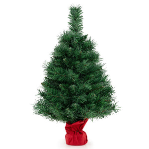 24 Inch Mini Pre-Lit Christmas Tree Small Tabletop Fir Xmas Tree