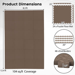 24Tiles 1/2" Puzzle Exercise Floor Mats-Brown