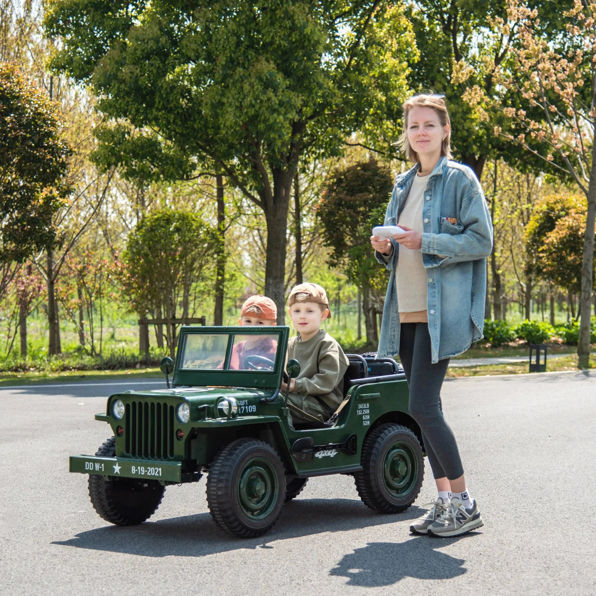24V Freddo Military Willy Truck 3 Seater Electric Ride on