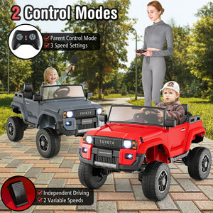 24V 2 Seater Ride on Car 4WD/2WD Switchable for Kids with Remote for Ages 3+-Red