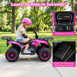 24V Electric Ride On Quad with LED Headlights-Pink