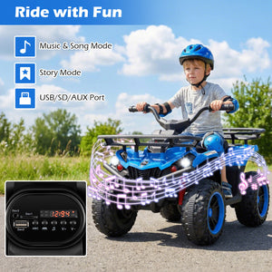 24V Electric Ride On Quad with LED Headlights-Blue