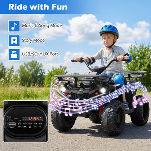 24V Electric Ride On Quad with LED Headlights-Black