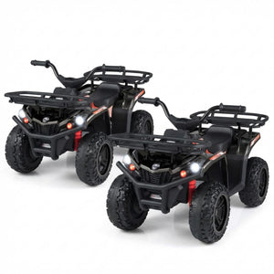 24V Electric Ride On Quad with LED Headlights-Black-2 Pieces