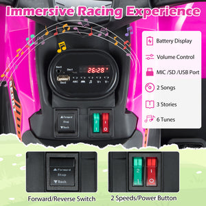 24V Electric Ride On Quad with LED Headlights-Black+Pink
