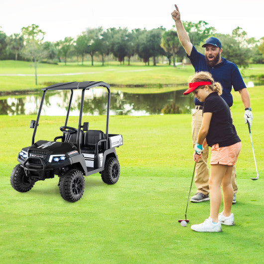 24V Kids Golf Cart 4WD 2-Seater Ride on Car with Storage Trunk and Horn-Black