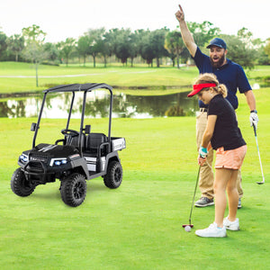 24V Kids Golf Cart 4WD 2-Seater Ride on Car with Storage Trunk and Horn-Black