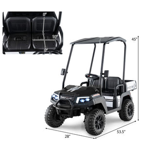 24V Kids Golf Cart 4WD 2-Seater Ride on Car with Storage Trunk and Horn-Black